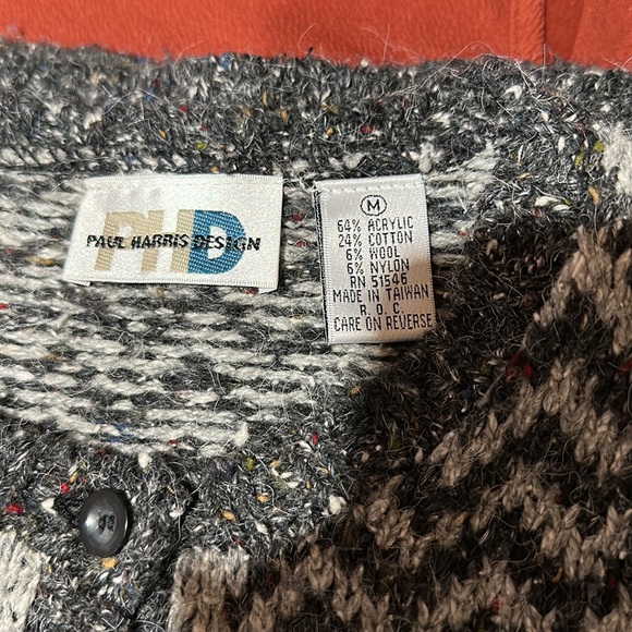 Vintage Paul Harris Designs Crew Neck Long Sleeve Zigzag Cardigan Sweater - Picture 10 of 10